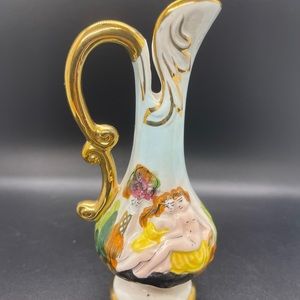 Vintage Italian Capodimonte Hand Painted Vase 6" tall.